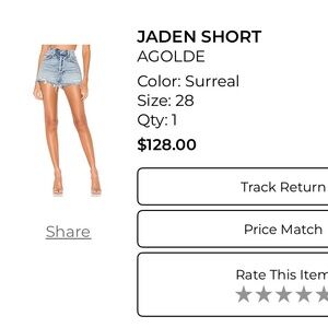 Agolde Jaden Short - Blue Distressed Jean Shorts